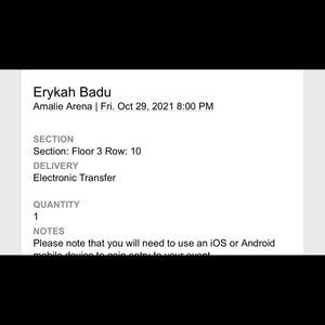 ERYKAH BADU TICKETS FLOOR SEAT